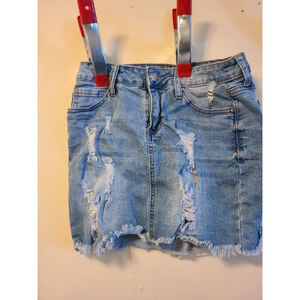 Women's WAX jean Denim skirts Blue Distressed